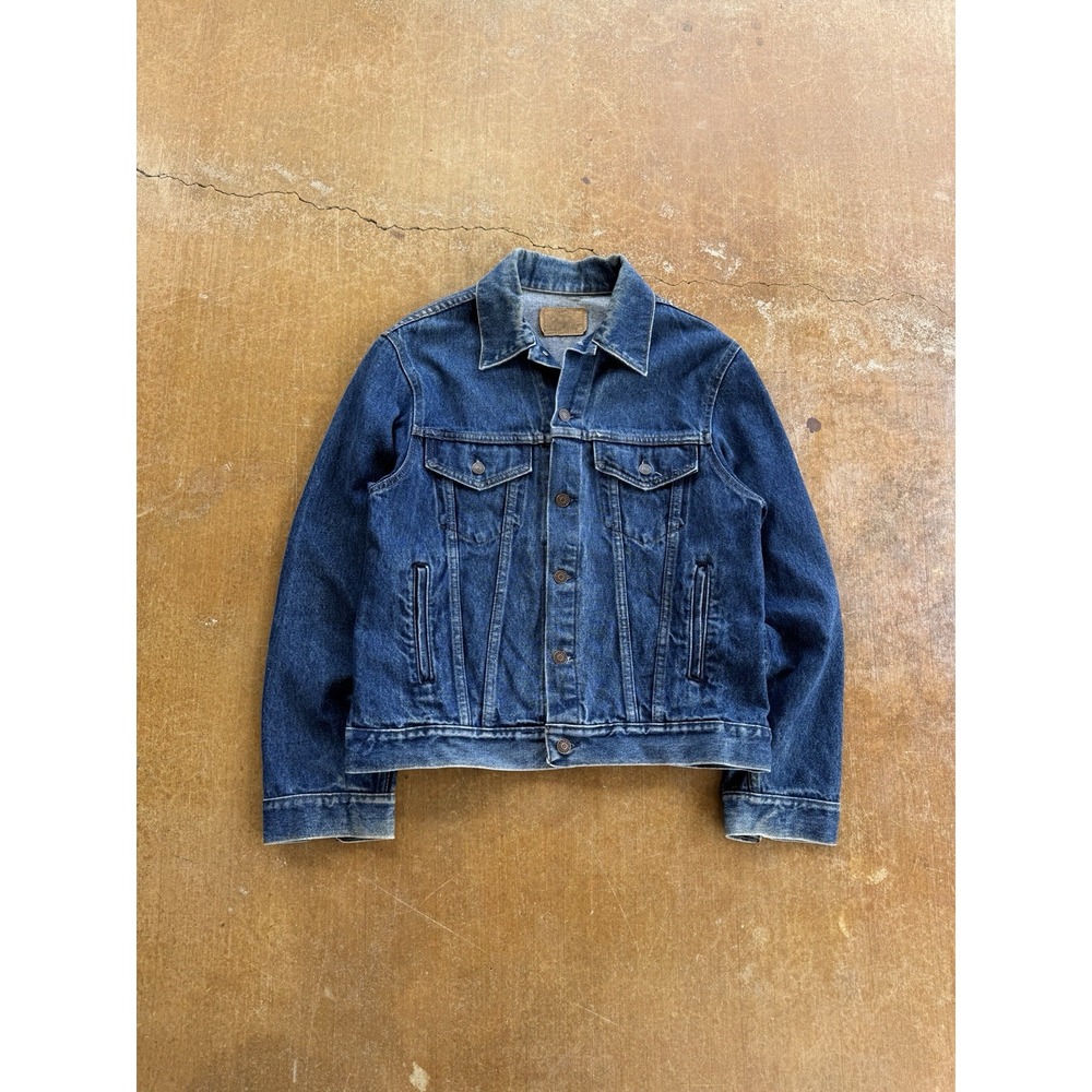 VTG 80s JC Penney Plain Pockets Denim Trucker Jacket Type 3 Cowboy Western (M)